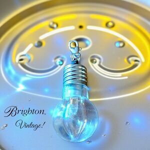 BRIGHTON Vintage Large Lightbulb Silver And Glass Pendant Or Charm WHIMSYGOTH!